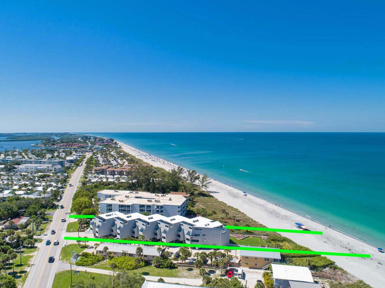 Aerial view of Boardwalk Condominiums looking south on Manasota Key