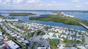 Englewood Beach Villas aerial with Intracoastal in background