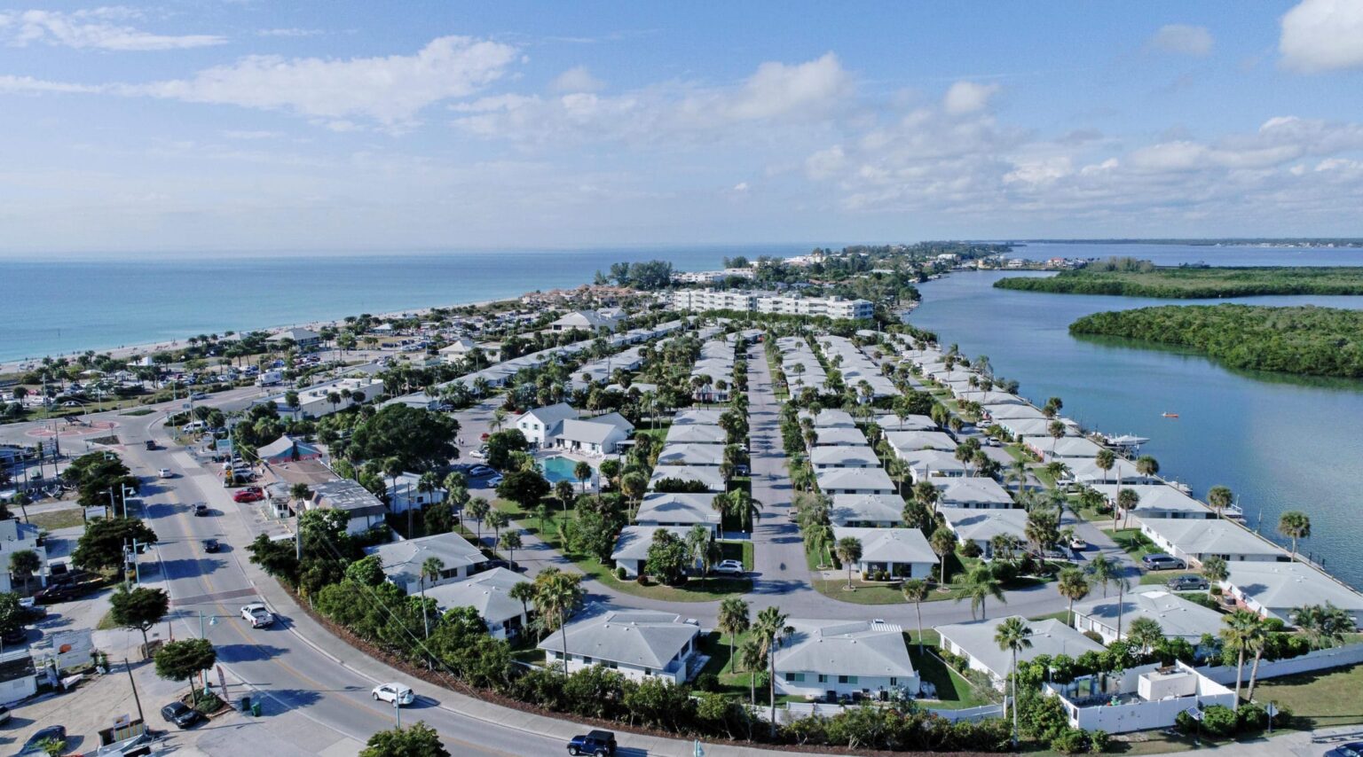 aerial of Englewood Beach Villas on Manasota Key looking north