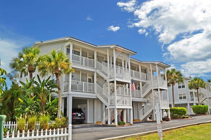 Gulf Sands two story condo building with parking on ground level