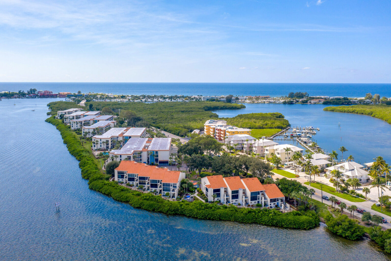 aerial view of Sandpiper Key Condominiums townhouses