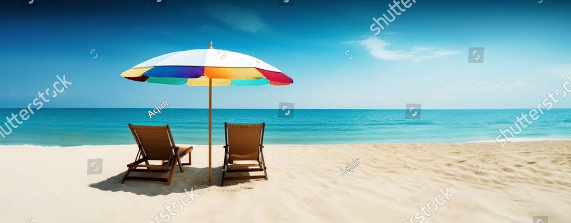 beach chairs under a beach umbrella